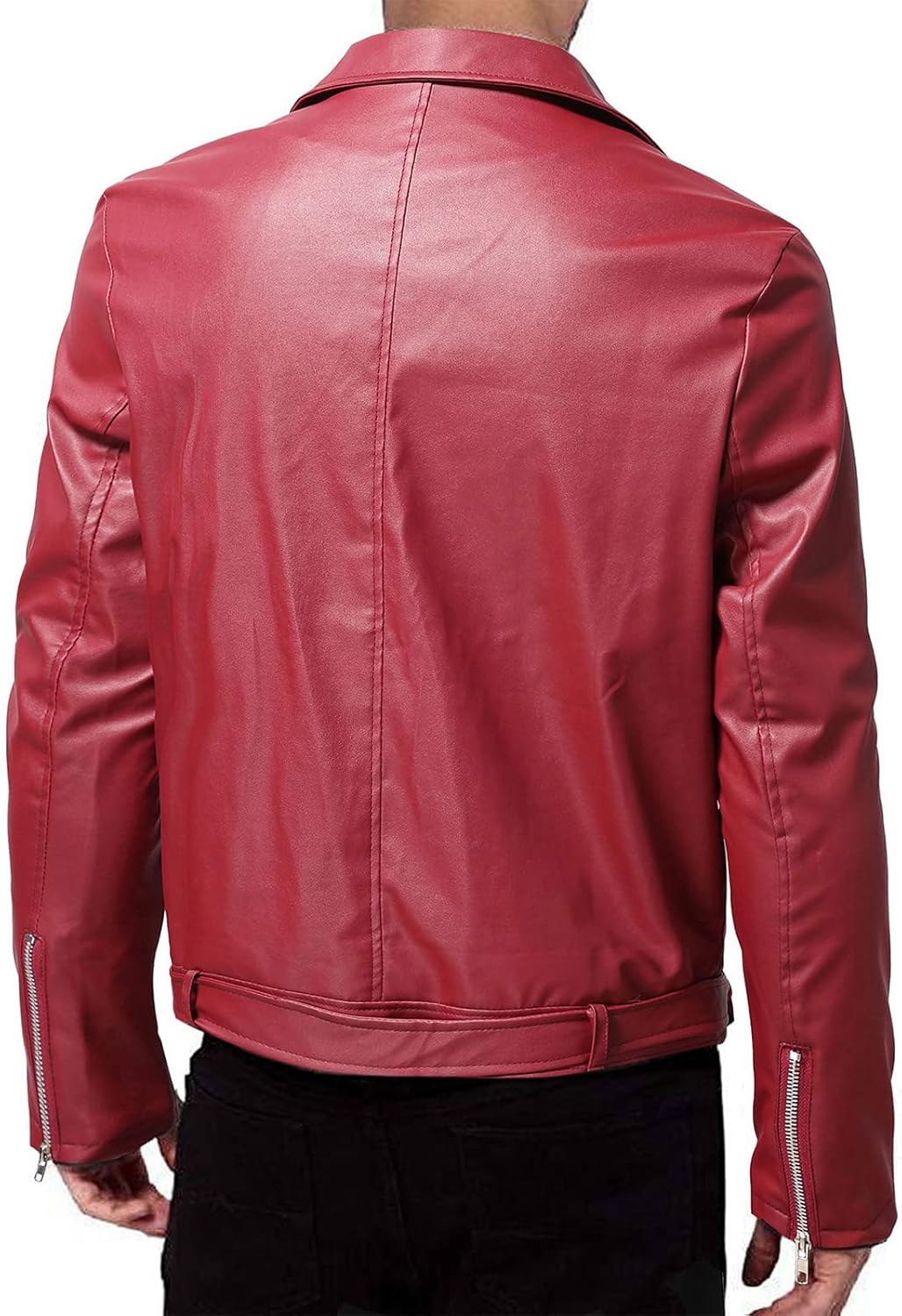 WENKOMG1 Men Faux Leather Jacket, Fall/Winter Thickening Coat Long Sleeve Zip Up Outwear Sports Basic Parka with Pocket - Image 4