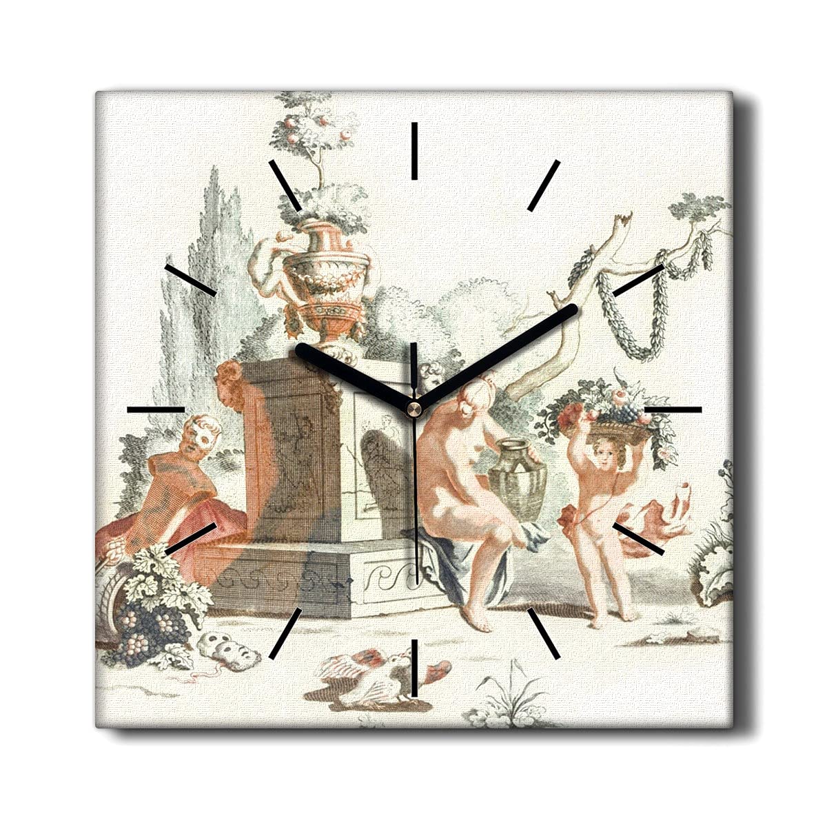 Horloge sur toile 30x30cm décoration murale silencieuse ancien arbre salon moderne