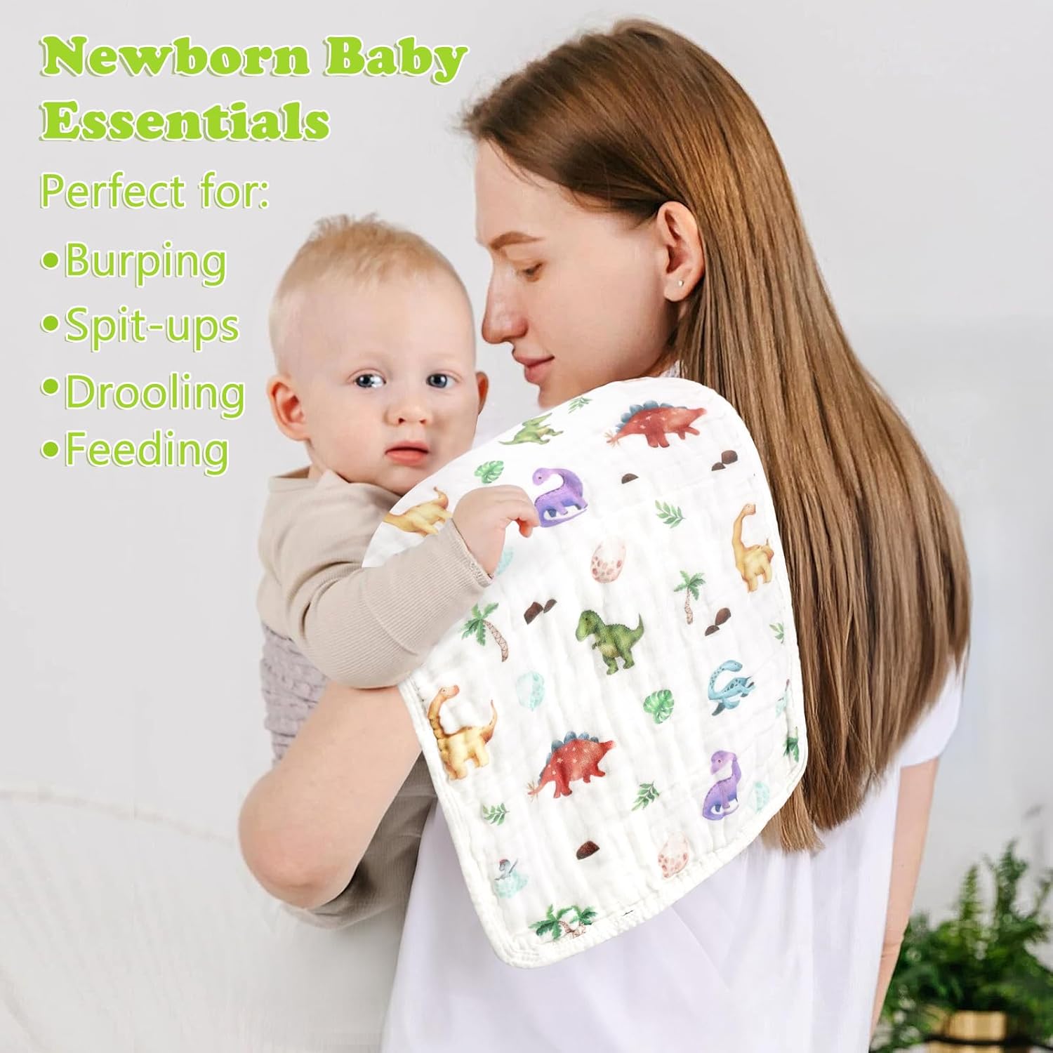 Baby Burp Cloths Muslin Washcloths 6 Pack Muslin Burp Cloths 100% Cotton Large 20''x12'' Soft 6 Layers Baby Burp Rags for Boys Girls Baby Essentials for Newborn Gift Machine Washable - Image 5