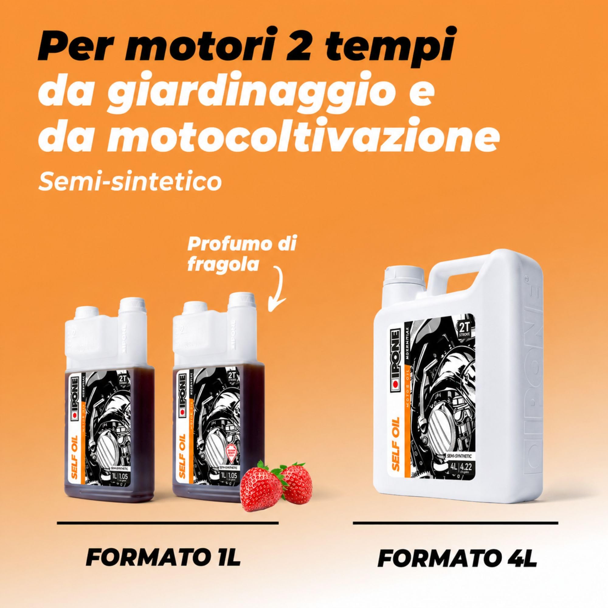 IPONE - Olio Motore 2 Tempi - Semisintetico - per Tutti i Motori 2 Tempi da Giardinaggio - Tanica da 4 Litri