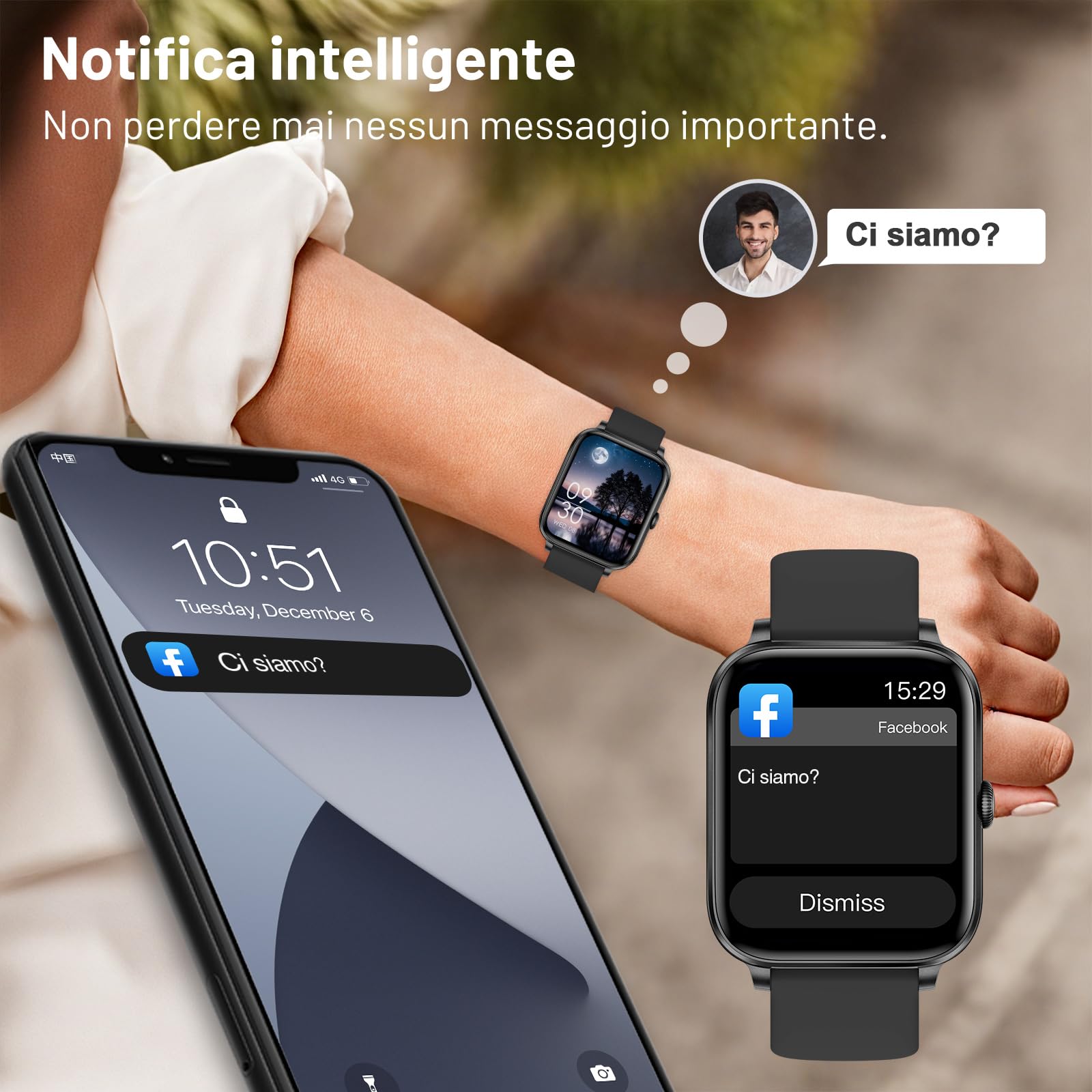 Smartwatch Uomo Donna con Chiamate, 1,83" Schermo Touch HD, Fitness Watch con Monitoraggio Battito/Sonno, Contapassi, 123+ Modalità Sportive, Impermeabile IP67 per Android iOS