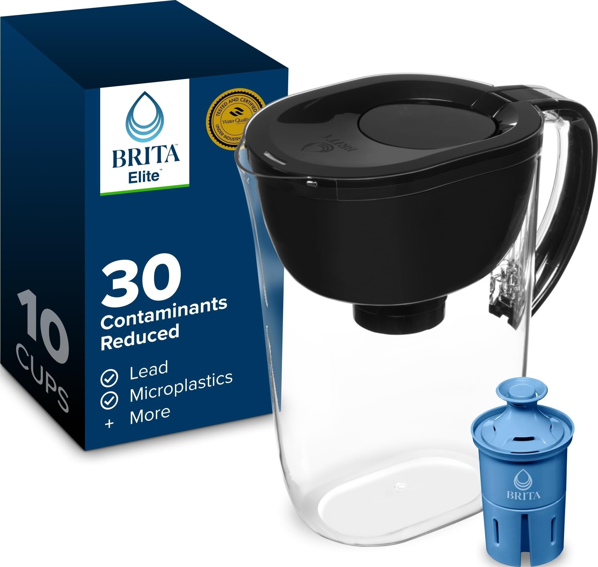 Photo 1 of Brita Elite Water Filter Pitcher, 10-Cup Capacity, Black