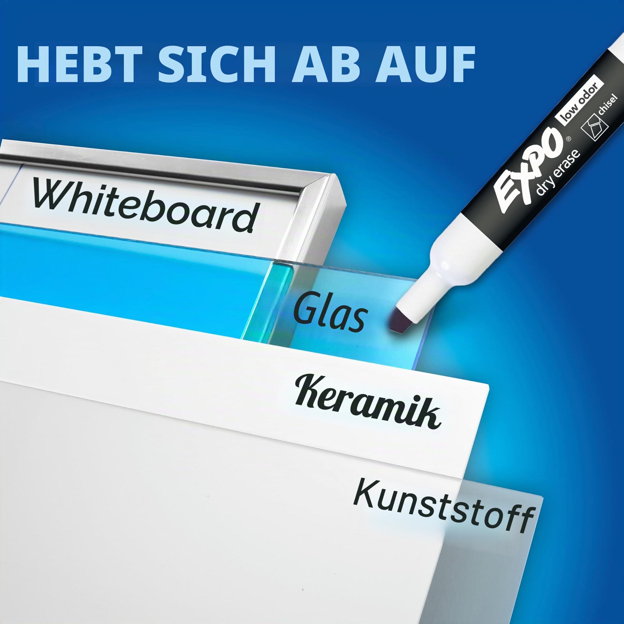 Expo 2 low-odor Dry Erase Marker, Keilspitze, 16 Stück (81045) 8-Pack Vibrant Colors