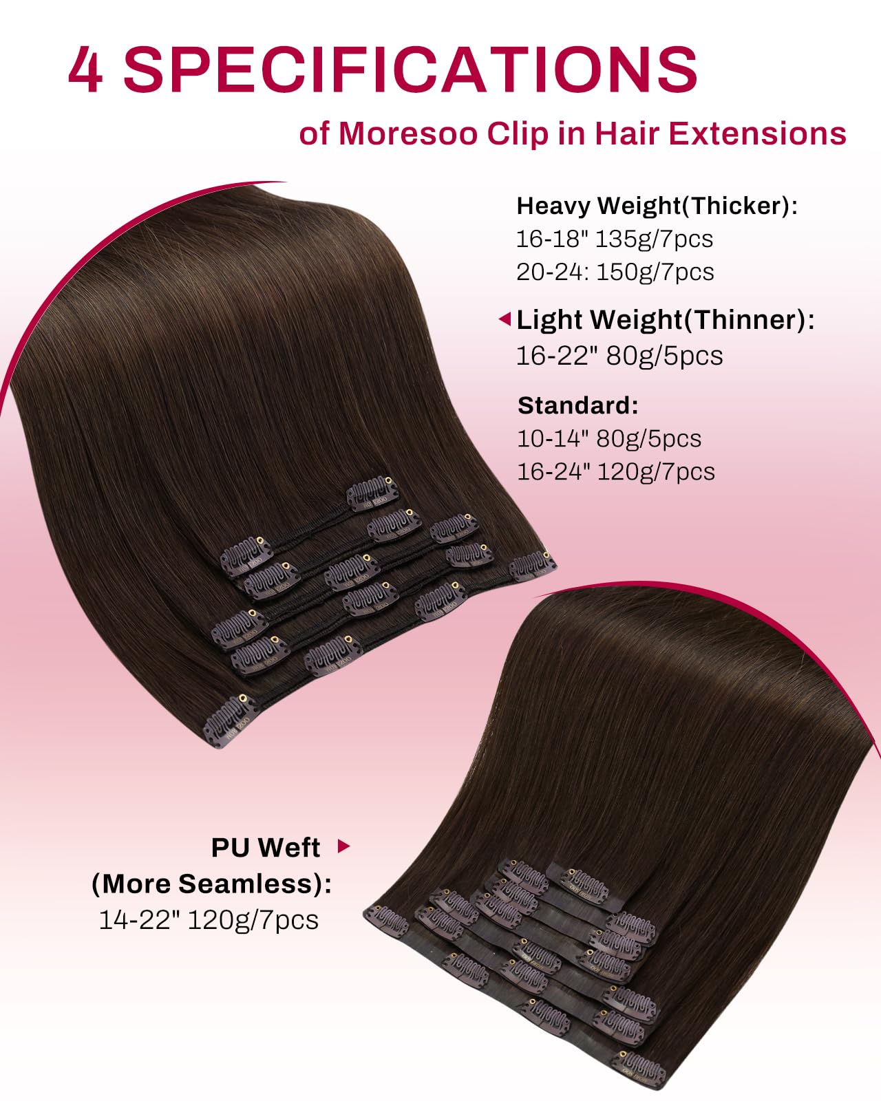 Moresoo Clip in Hair Extensions Real Human Hair Balayage Medium Brown and Blonde Real Hair Extensions Clip in Human Hair for Women Full Head 22 Inch 7pcs/120g #4/6/613 — view 104
