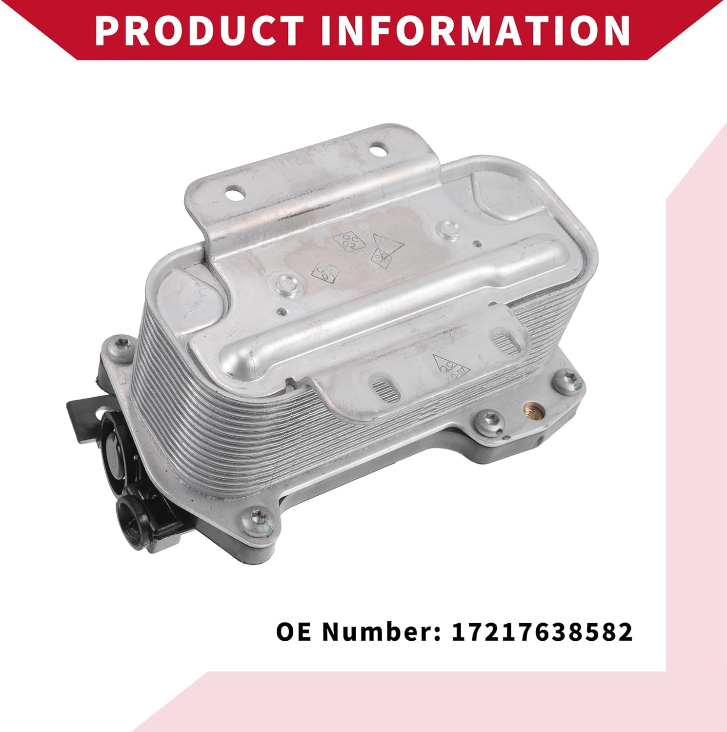 No.17217638582 Engine Oil Cooler Oil Filter Housing Adapter Assembly for BMW 528i 2014-2016 for BMW 528i xDrive 2014-2016 / Front Oil Cooler/Durable Aluminum Alloy / 1 Pcs