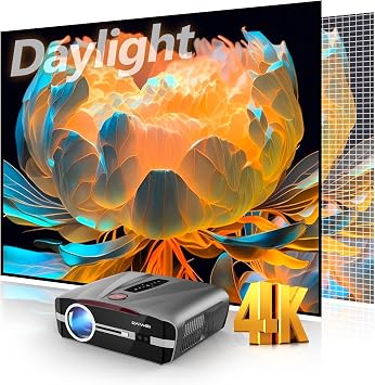Ultra HD 4K Daylight Projector 2300 ANSI HDR10+ Daytime Home Cinema Gaming Projectors,ToF+CMOS Auto Focus,WiFi 6 Bluetooth 5.2,38W DSP Speaker,NFC Casting HDMI USB WLAN for Outdoor Movie Bedroom