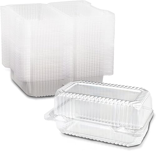 MT Products Recipiente de plástico transparente para pan de 7.6 x 5.1 x 3.6 pulgadas, contenedor pequeño Hoagie (paquete de 40) - Fabricado en los