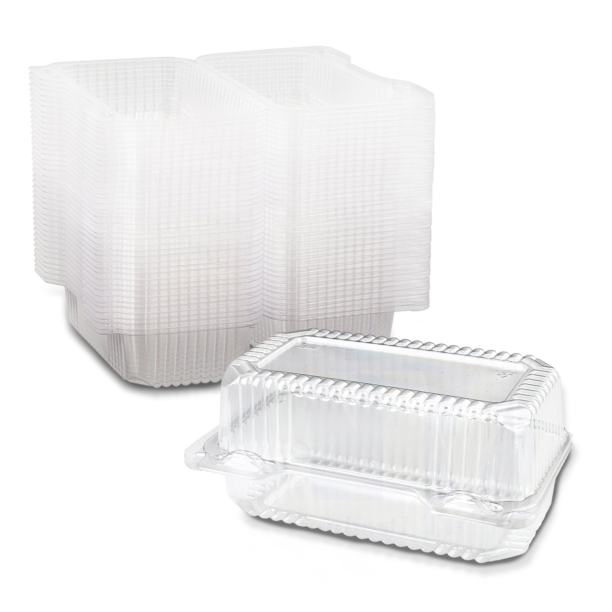 Clear Plastic Loaf Container 7.6" x 5.1" x 3.6" - Small Hoagie Container (Pack of 40) - Made in the USA