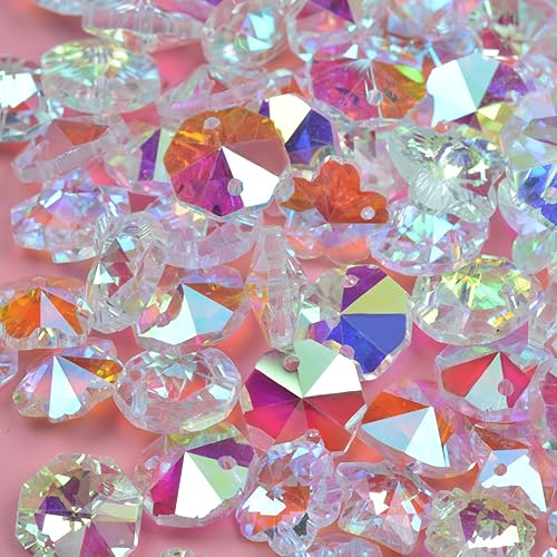 Miniatura 5 de Juego de 160 cuentas de cristal AB mezcladas para atrapasoles, kit de prisma de mariposa, corazón, copo de nieve, cuentas sueltas, joyería con dije