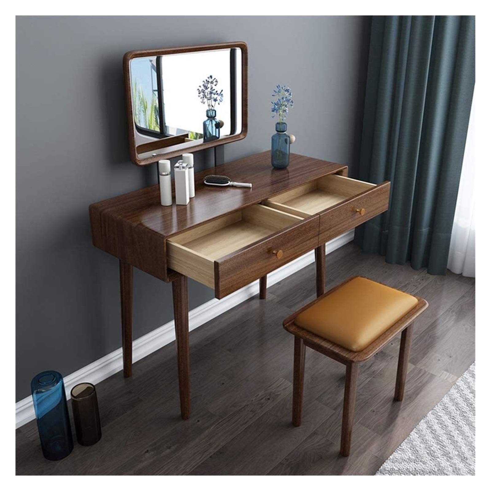 asdchZen Bedroom Makeup Vanity Desk With Mirror Stylish Dressing Table For Small Spaces For Women Elegant Writing Desk For Home Decor