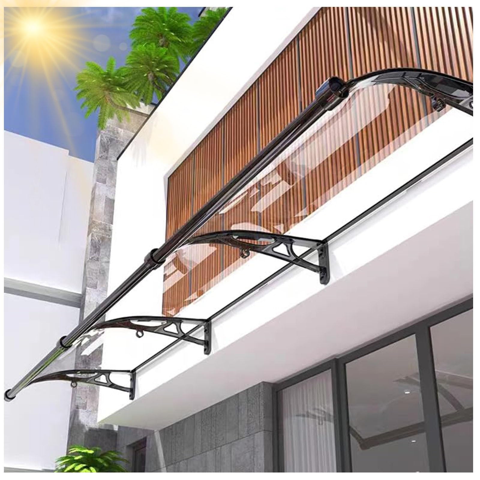 Auvent d'extérieur polycarbonate abri de pluie terrasse et porche UPF50+