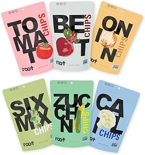 Root Foods Vegetable Chip Variety Pack, Natural Veggie Snack, Non-GMO Vegetable Crisps, Good for Adults, Kids, Vegan, Gluten Free, Halal, Kosher (except for SixMix & Cauliflower)