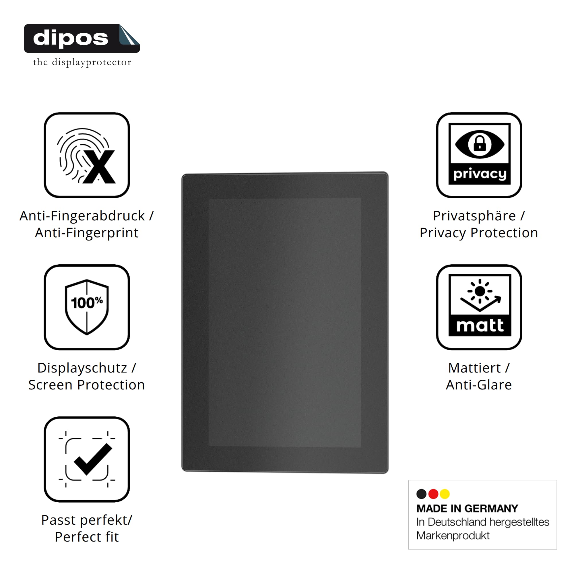 dipos Protector de Pantalla Antiespía para WAGO Web Panel 400 | Película protectora mate, filtro de privacidad 4 vías, ajuste perfecto, antiarañazos, sin burbujas, autoadhesivo