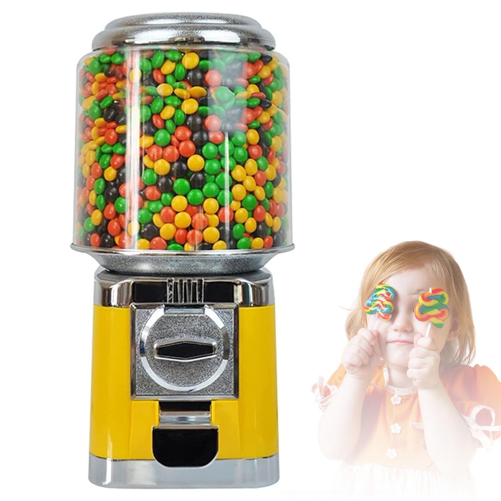 Distributore Automatico Di Caramelle Meccanico - Macchina Gashapon Per Monete, Bianco, 17x17x46cm - Foto 2