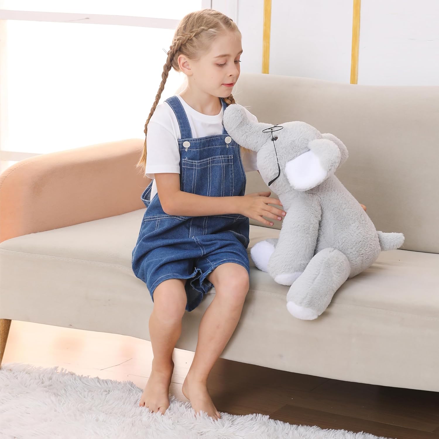Weighted Elephant Stuffed Animals 27", 5 Pounds Weighted Plush Toy for Christmas, Valentine's, Birthday Big Soft Cute Elephant Plushies Gifts for Kids Adults Boys Girl(Gray)