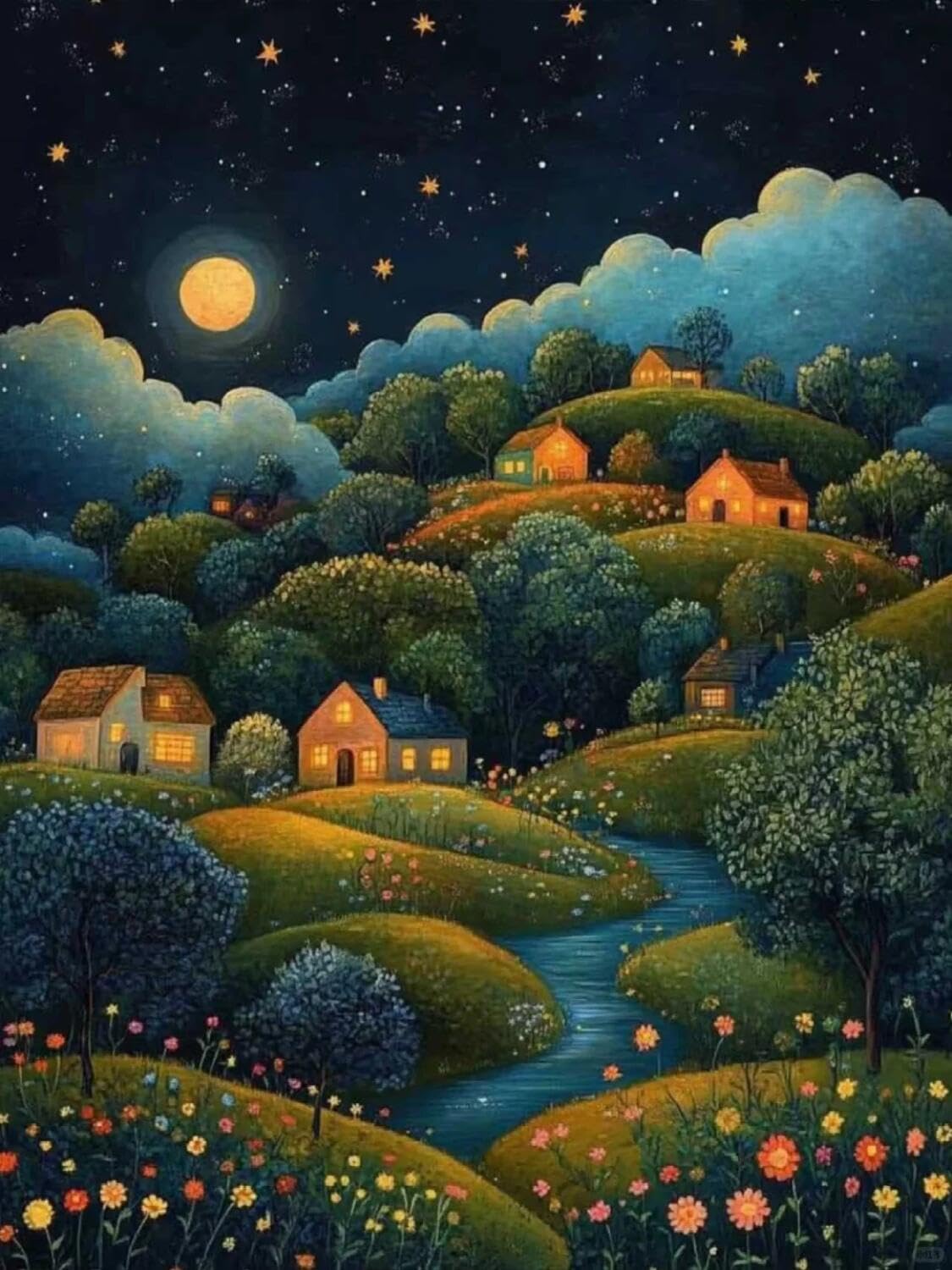Rqwybcaxn B Embroidery Eads Kit Fantasy Town 40X50cm