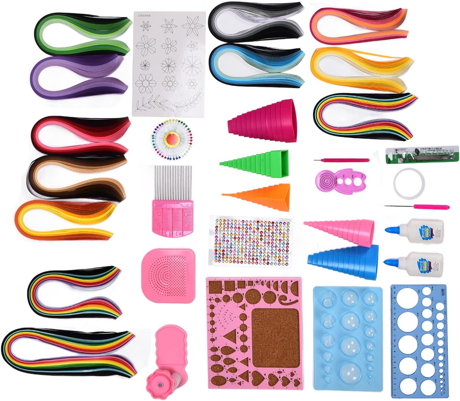Paper Quilling Kits Complete Set, DIY Quilling Tools with 1260 Quilted Paper Strips, Quilling Pen, Winding Disc, Tweezers and More for Beginners, and Adults, Crafting