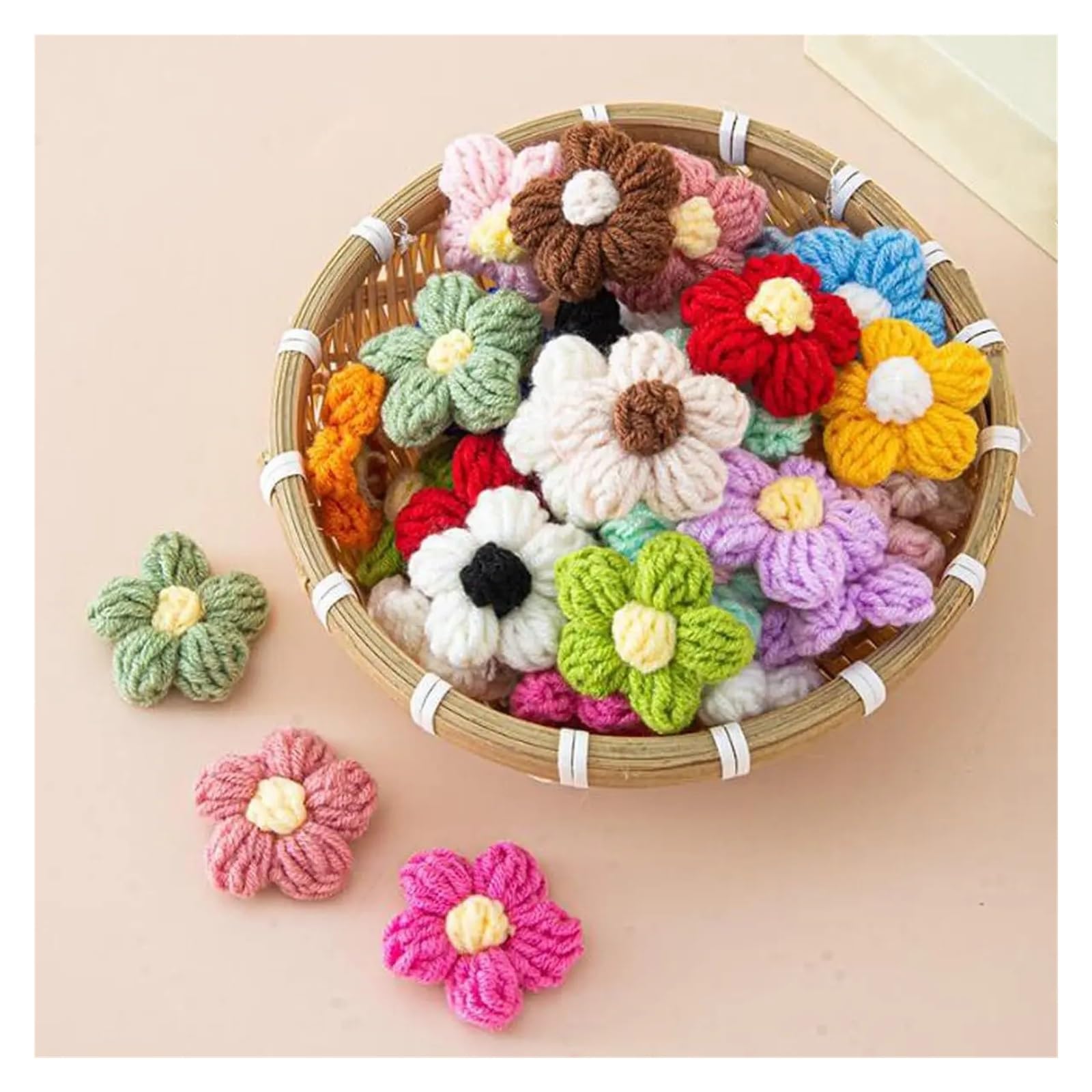 Avoltre kit patchwork fai da te 100 pezzi fai da te fatti a mano con fiori lavorati a maglia