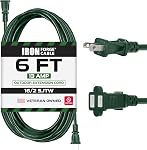 IRON FORGE CABLE 25 Ft Water Resistant 16/2 Outdoor Extension Cord - SJTW Black Long Cable with 2 Prong Polarized Plug 16 AWG 13 Amps