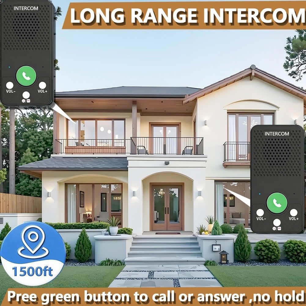 Sistema de intercomunicación inalámbrico para el hogar y la oficina, comunicación bidireccional de largo alcance de hasta 1000 pies, localizadores fáciles de presionar para hablar con 8