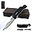 ALBATROSS 6-in-1 Modern Damascus Steel Folding Pocket Knives with LED Light,Seatbelt Cutter,Glass Breaker,Magnesium Fire Starter,Bottle Opener;Multi-Function Emergency Tool(Black-DA)