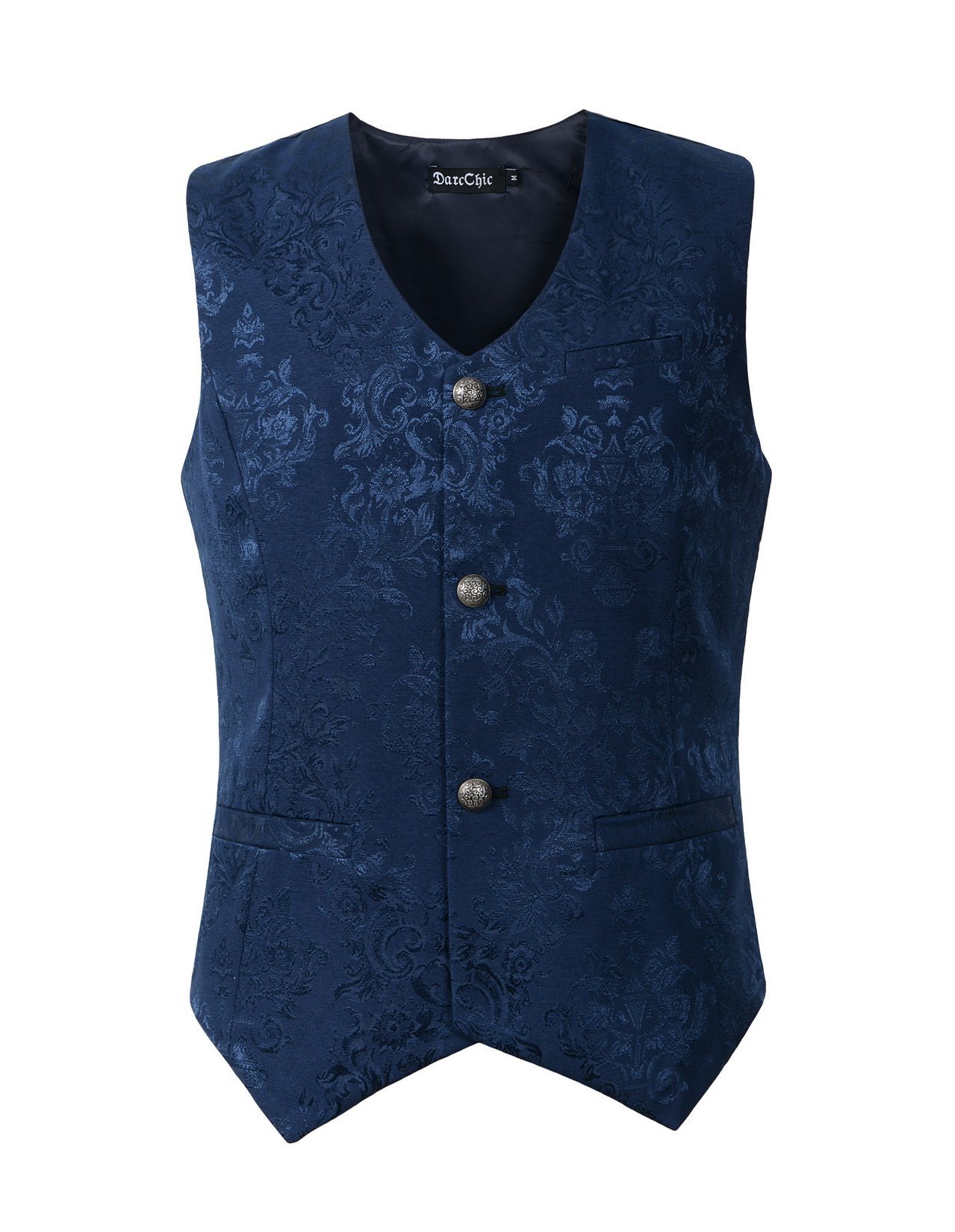 Darcchic Men's Blue Brocade Vest Waistcoat Gothic Steampunk Victorian (Xl, )