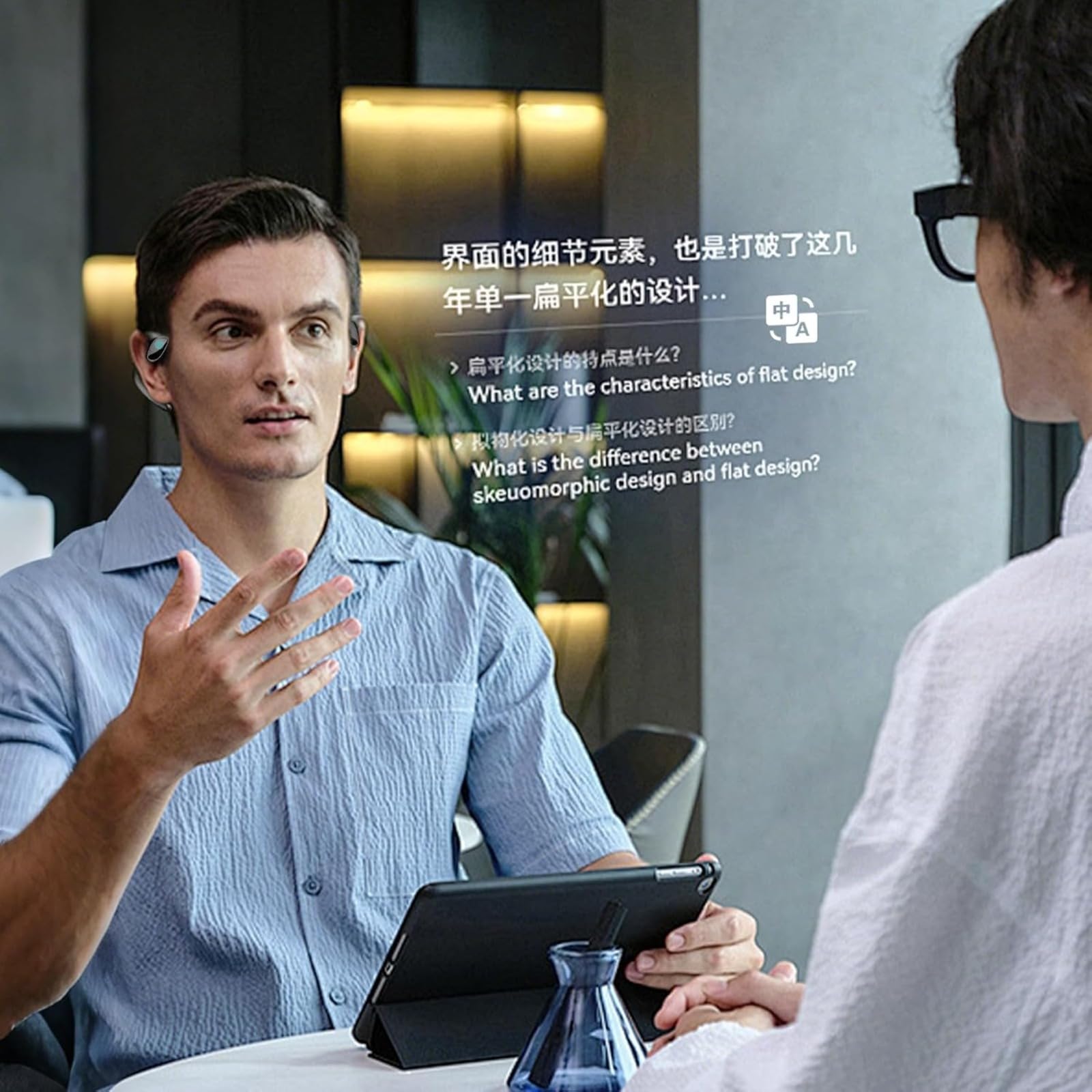 Cuffie a conduzione ossea, auricolari con gancio per l'orecchio, controllo touch, custodia di ricarica con display a LED, impermeabile IPX7, per pendolarismo in ufficio sportivo