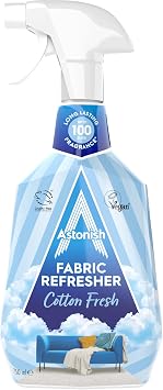 Astonish Fabric Refresher Cotton Fresh, 750ml Trigger Spray Bottle Long-Lasting Odor Neutralizer for Curtains, Carpets & Upholstery Encapsulated Fragrance Technology for Up to 100 Days Freshness