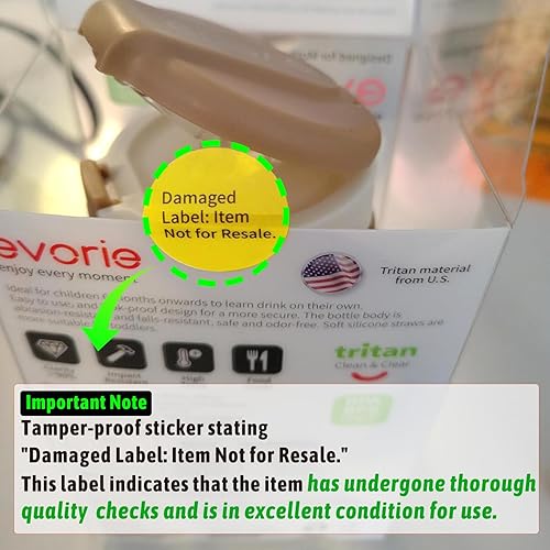 Miniatura 5 de Evorie Tritan - Vaso para beber con popote con peso con asas para bebés y niños pequeños, botella de agua a prueba de derrames con popote para 6