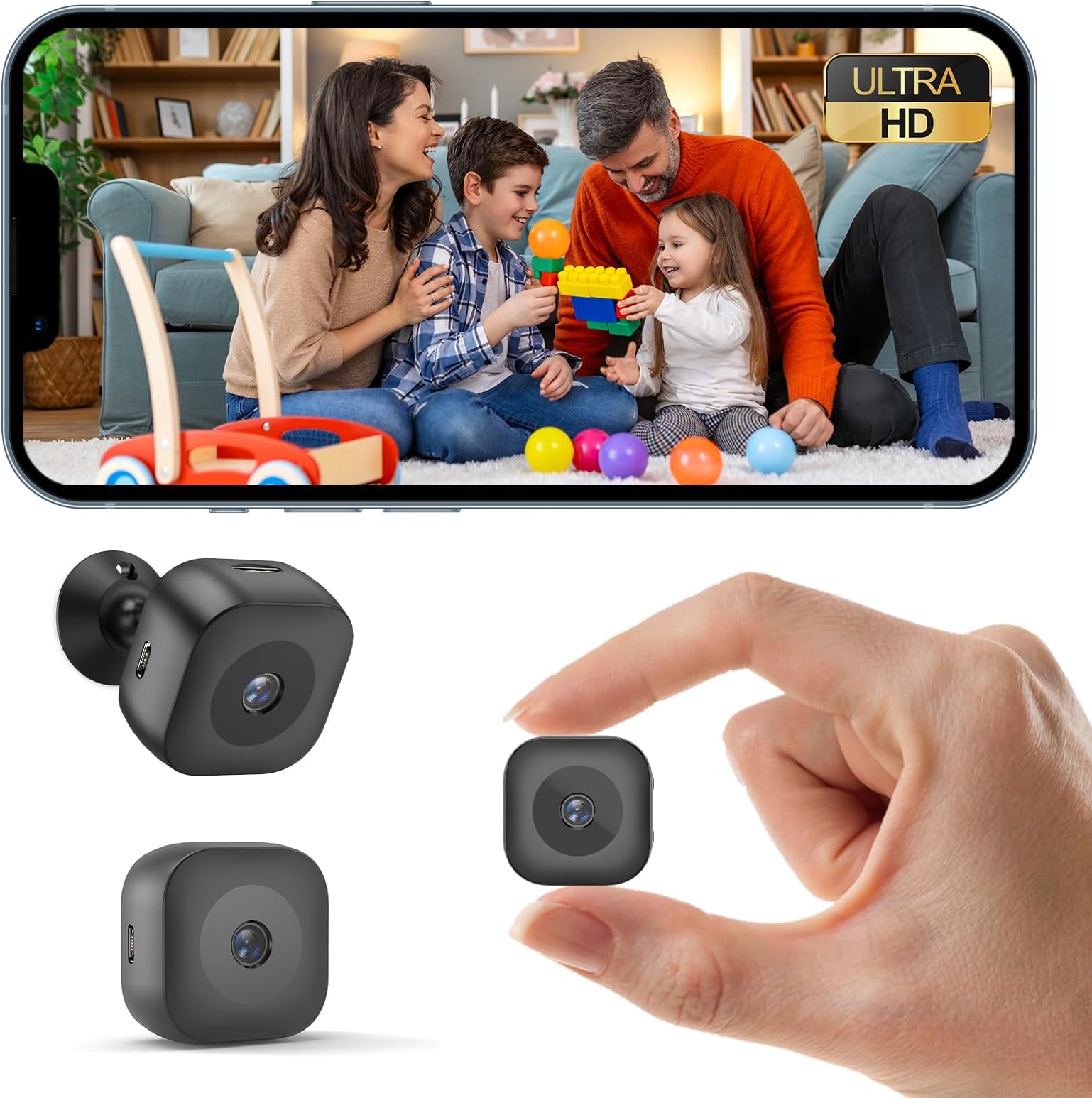 Mini Camera,HD Security Camera WiFi Wireless Cameras SD Card Storage & App Control,Wireless Surveillance,Motion Detection and Night Vision for Indoor