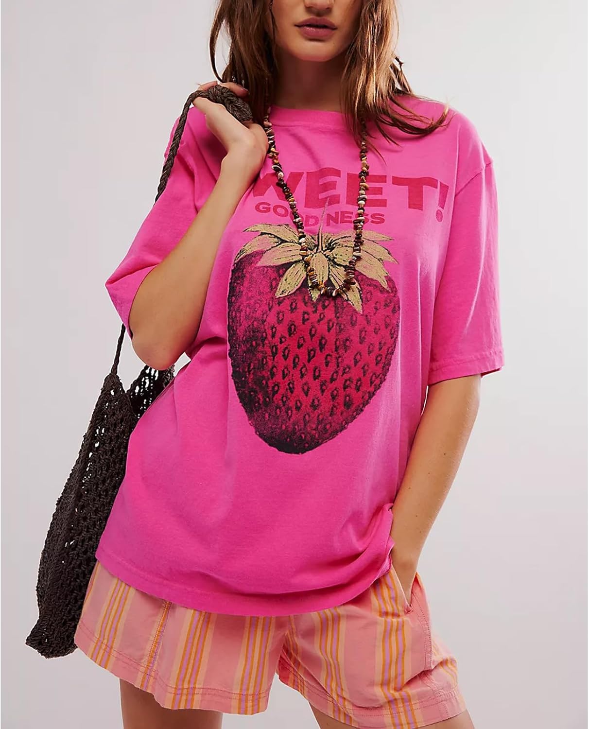 Womens Oversized Vintage Flower Graphic Tees Tops Y2k California Aesthetic Baggy T-Shirts Fruit Coastal Summer - Image 2