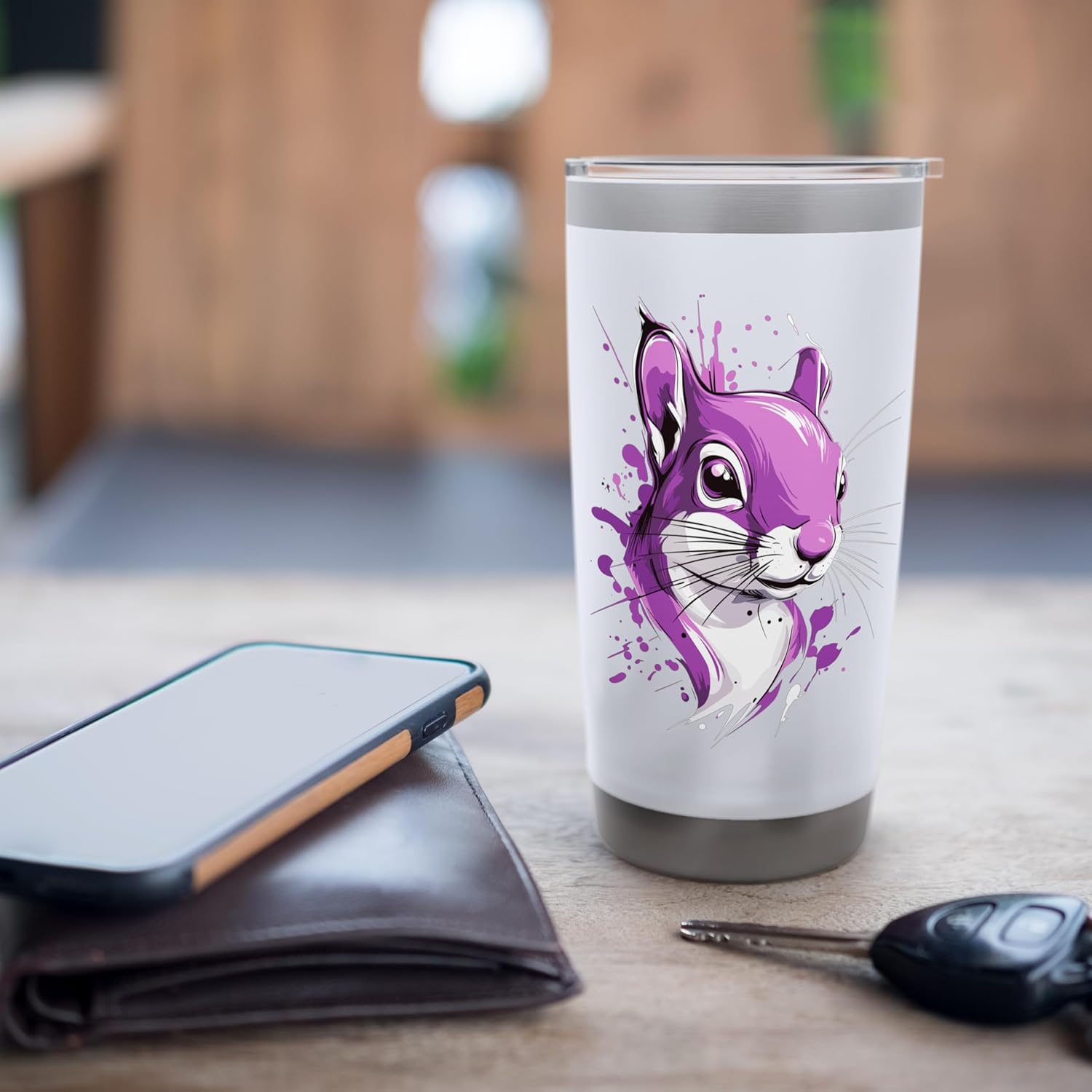 Purple Squirrel with Splash Effects Stainless Steel Insulated Tumbler - Image 7