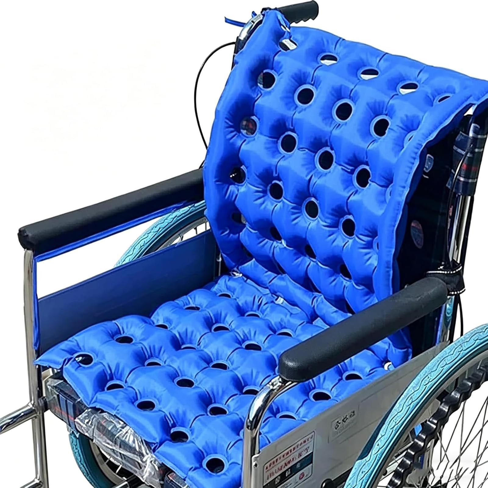 Genérico Cojín Inflable para Asiento, Cojín Antiescaras para Silla de Ruedas, Respaldo Transpirable, Colchón de Presión Impermeable para Ancianos Discapacitados
