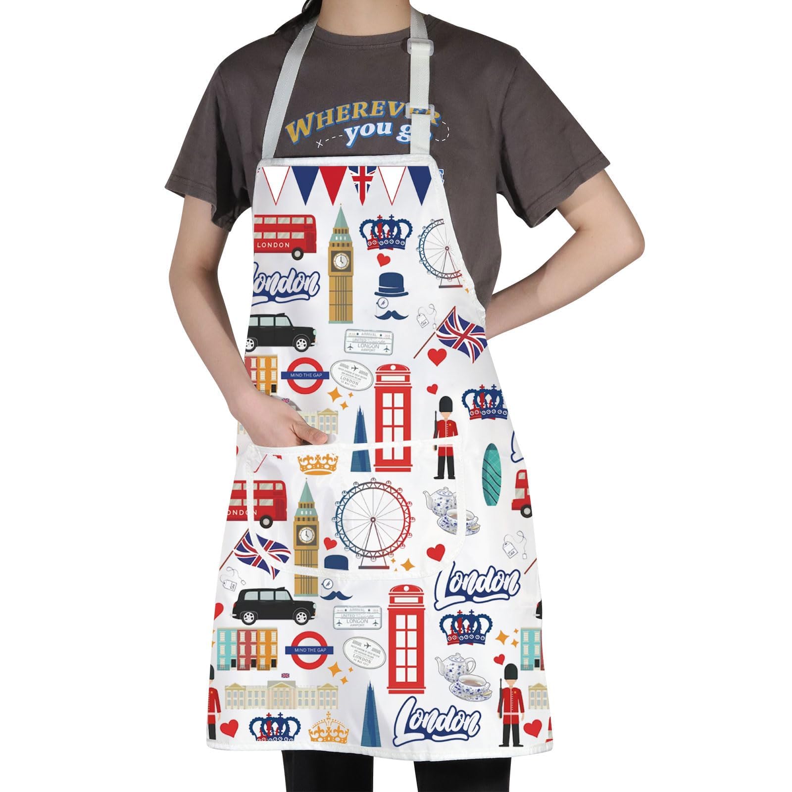 JNIAP London Cooking Apron London Themed Gifts London Chef Apron London Baking Apron London Lover Gifts London Souvenir Gifts