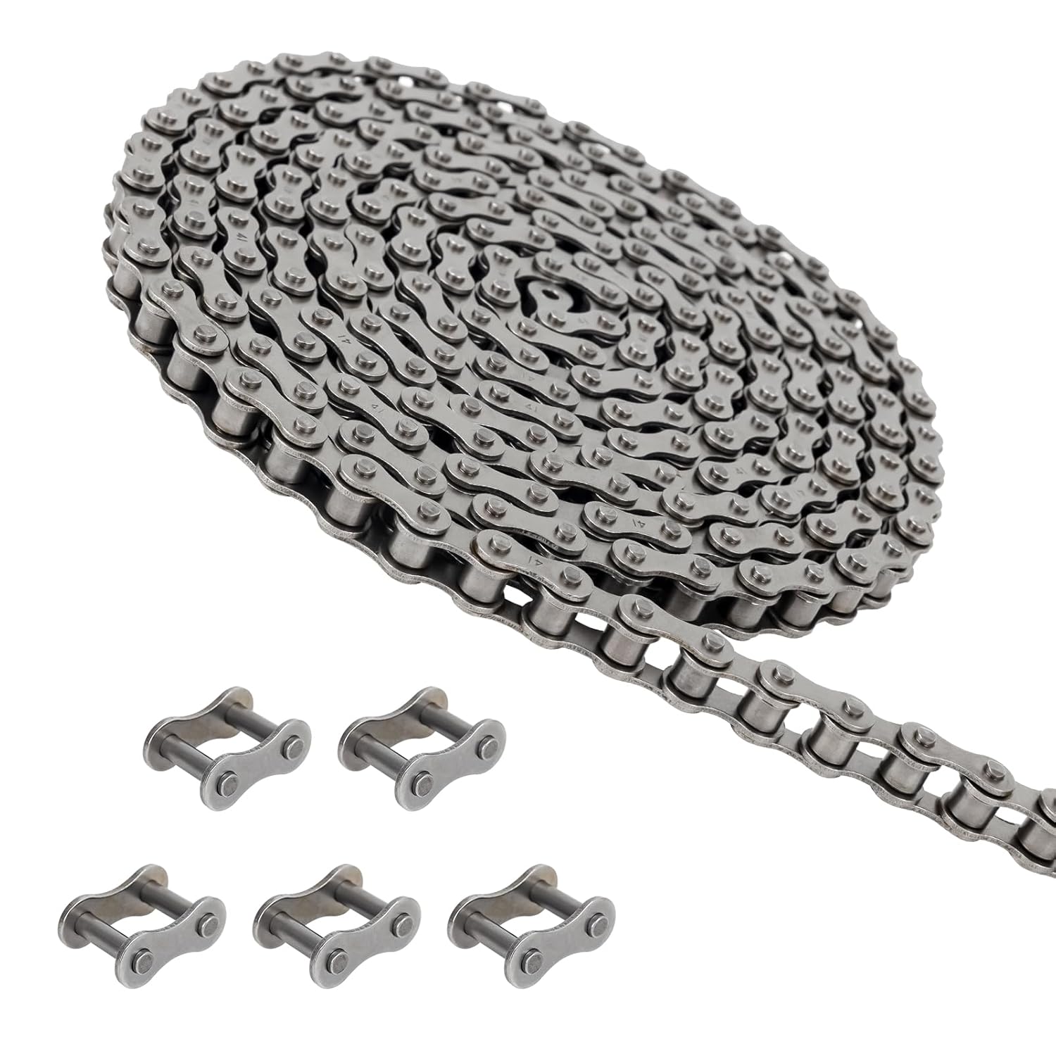 41 Roller Chain 10 Feet with 5 Connecting Links for Go Karts, ATV, MTV, Scooters, MIni Bikes, Motorcycles and Other Industrial Machinery
