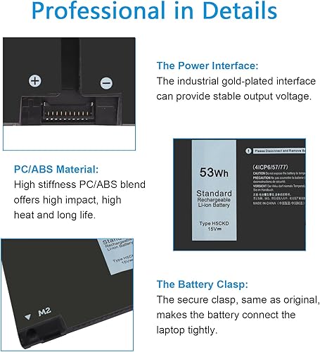 Miniatura 3 de Reemplazo de batería tipo H5CKD 53Wh para Dell Inspiron 5400 5406 7405 7300 7306 7500 7506 2 en 1 plata 5300 5301 5401 5402 5408 5409 5501 5502 5508