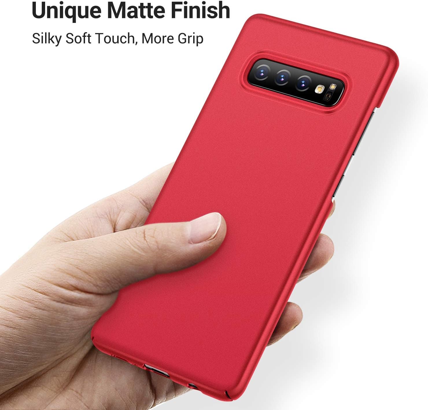 TORRAS Slim Fit Galaxy S10 Case, Ultra Thin Hard Plastic Full Protection Matte Finish Grip Phone Cover Case for Samsung Galaxy S10, Velvet Red