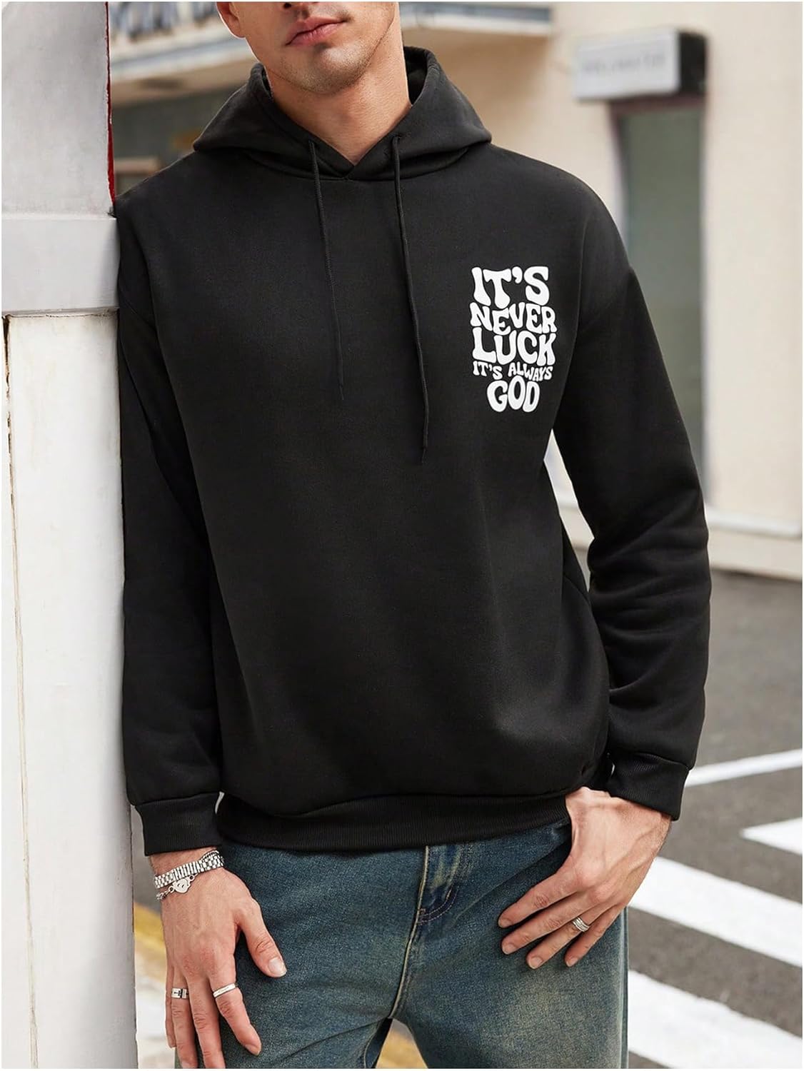 SOLY HUX Hoodies for Men Letter Graphic Sweatshirt Drawstring Long Sleeve Casual Pullover Tops - Image 4