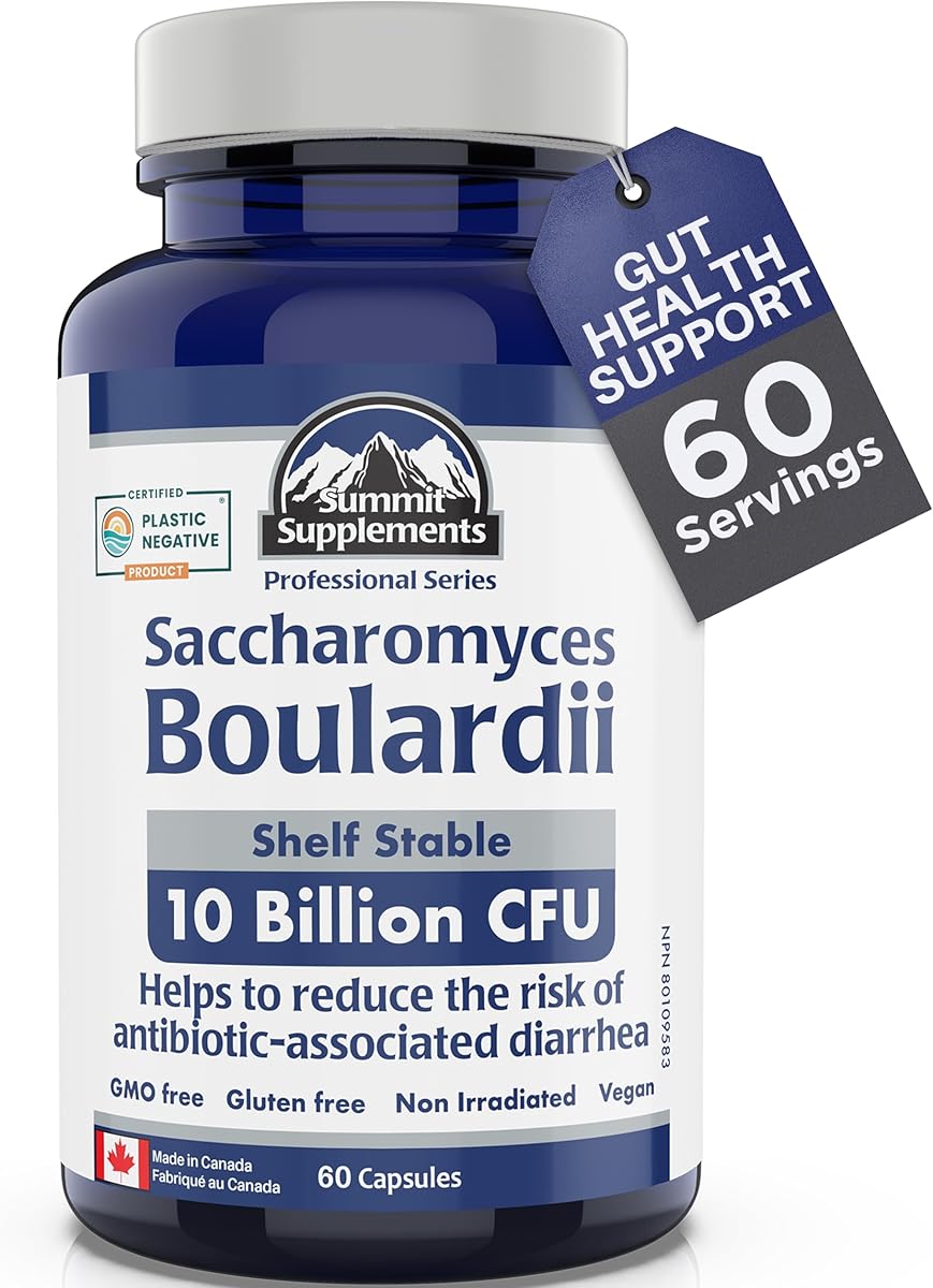 Summit Supplements Saccharomyces Boulardii Probiotic Supplement, 60 DR Veggie Caps 60-Day Supply, 10 Billion CFU, Digestive Balance & Gut Flora Support, Vegan, Gluten-Free & Non-GMO, Proudly Canadian & Plastic Negative