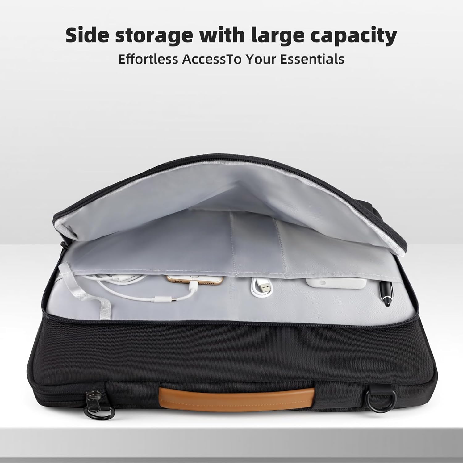 NIMOSA 15.6 Inch Laptop bag, 360 Full-Air Cushion Water Resistant YKK Zippers Metal shoulder strap buckles, Work Travel Bag