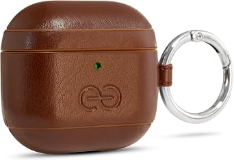 Dreem Om Case Cover with Keychain Clip Compatible with AirPods 4 for Apple AirPods 4th Generation, Vegan Leather AirPod Case for Men & Women, Luxury Earbuds Accessory for iPhone - Coffee