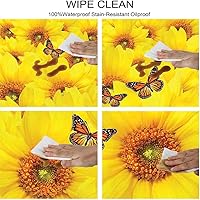 Vista 8 de Mantel ajustable de girasol, patrón de campo rural inspirado en el arte popular, casa de campo, granja, mantel impermeable para interiores y Verde