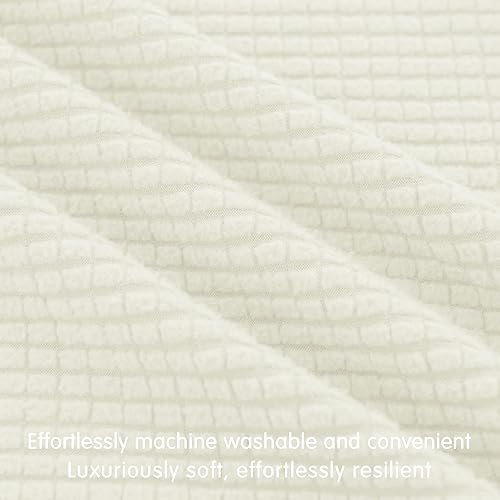 Miniatura 5 de Hokway Fundas protectoras de cojín elásticas individuales para sofá, reversibles, fundas protectoras de cojín de sofá (blanco crema, S, 3 unidades)
