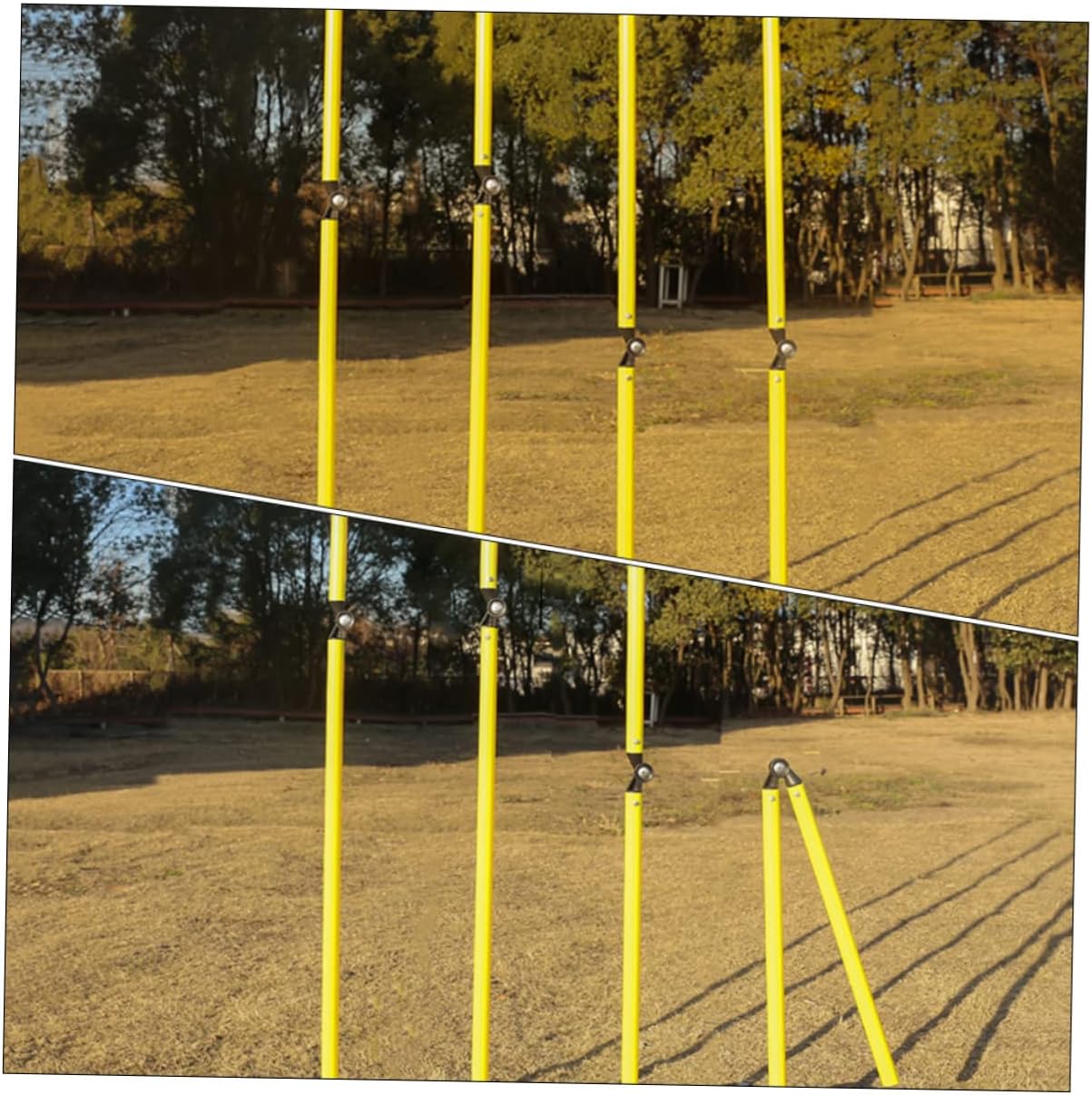 2 Pack Soccer Training Pole Agility Training Tool Football Agility Rods Men's Equipment Soccer Poles Yellow 1m Collapsible