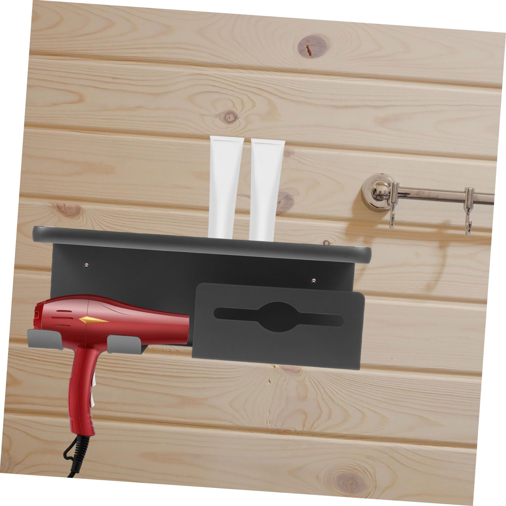 Portaphon da Muro per Asciugacapelli in Acciaio Nero | Montaggio a Parete, Finitura Contemporanea ed Elegante, Manutenzione Semplice e Design Versatile