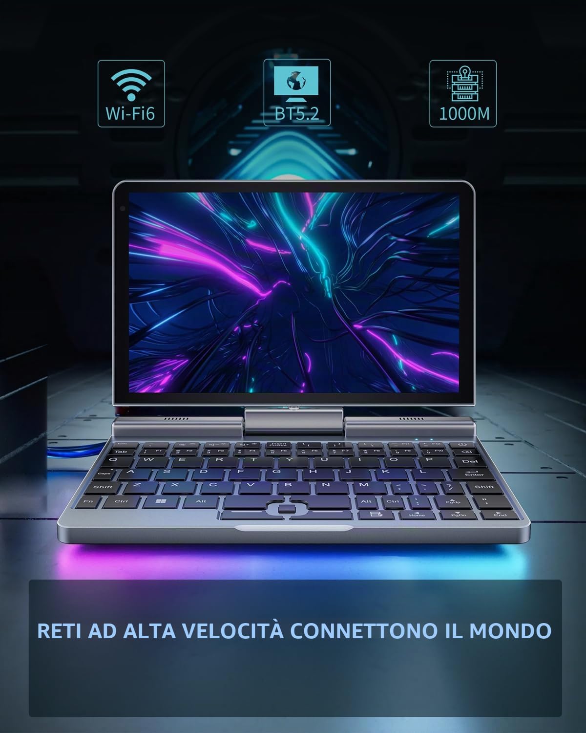 KOOFORWAY 8 Pollici 2-in-1 Mini Laptop, Schermo Touch HD Rotabile con Supporto per Scrittura Manuale, Windows 11 Pro, Laptop Compatto, N100, 12GB RAM, SSD da 512GB/1TB (BP8(12GB+512GB))