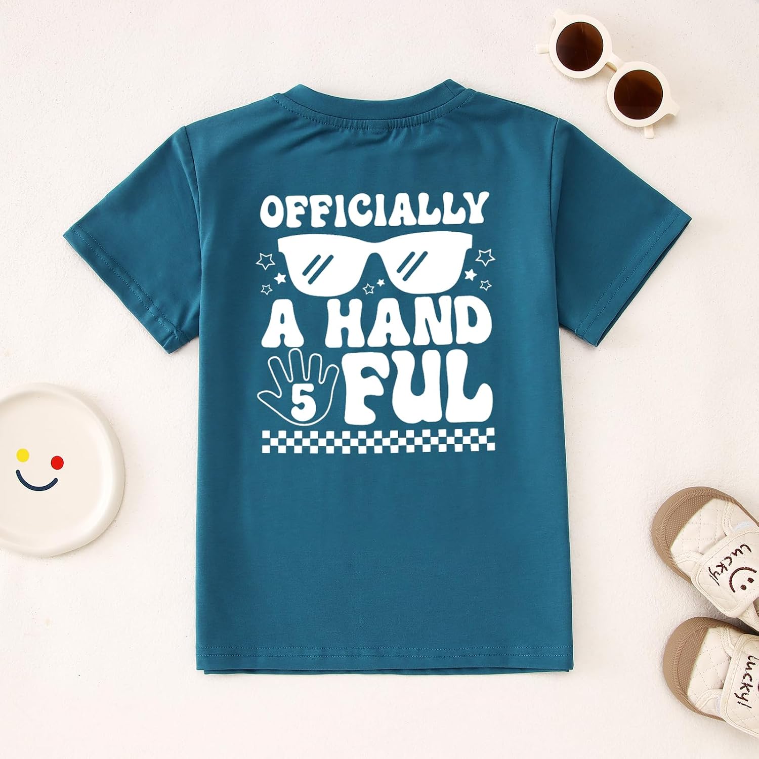 BOUTIKOME 5th Birthday Shirt Boy 5 Year Old Birthday T-Shirt Toddler Boy Fifth Bday Party Gift Outfit Kids Short Sleeve Tee