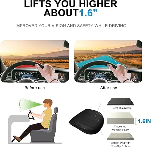 Miniatura 5 de GIANT PANDA Cómoda funda de asiento de automóvil con cojín de espuma viscoelástica integrado, funda inferior para asiento delantero del conductor,