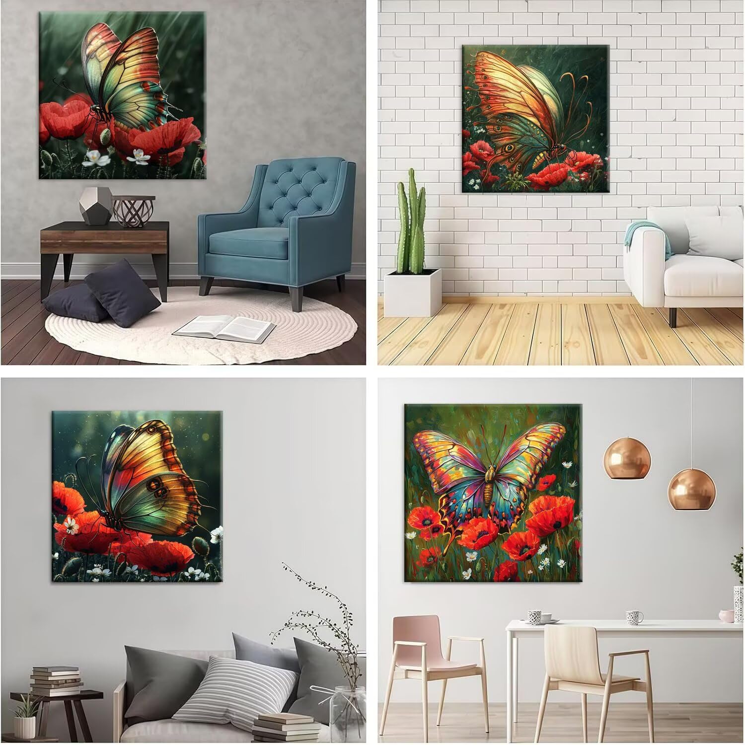 QIANLUOO 5D Diamentowe zestawy malarskie motyl mak 80 x 80 cm k-343