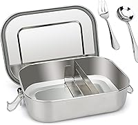 Vista 12 de Contenedor grande de acero inoxidable de 57.5 fl oz con tapa, contenedor de almuerzo de metal Bento para adultos, contenedor reutilizable